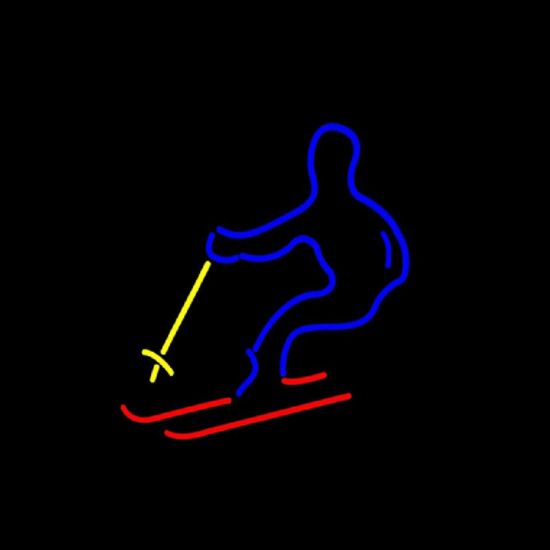 Skier with Logo Neon Sign