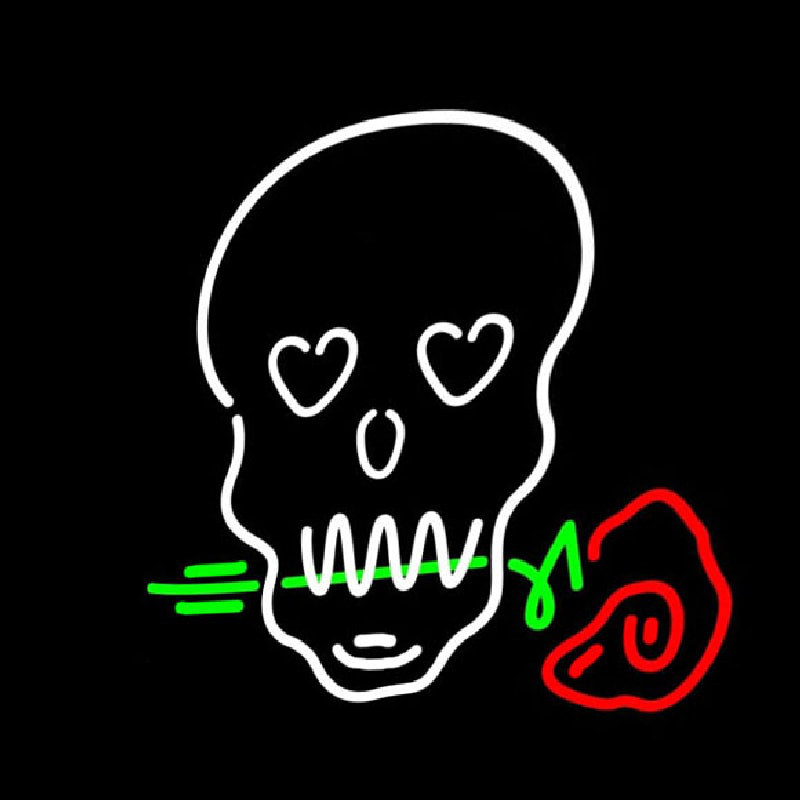 Skull With Rose Neon Sign