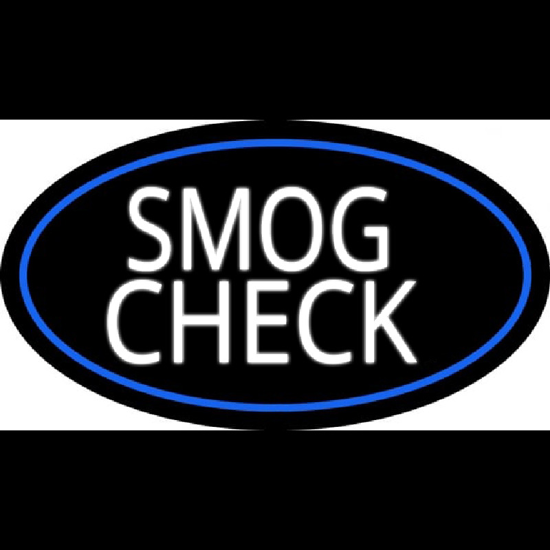Smog Check Logo Blue Oval Neon Sign