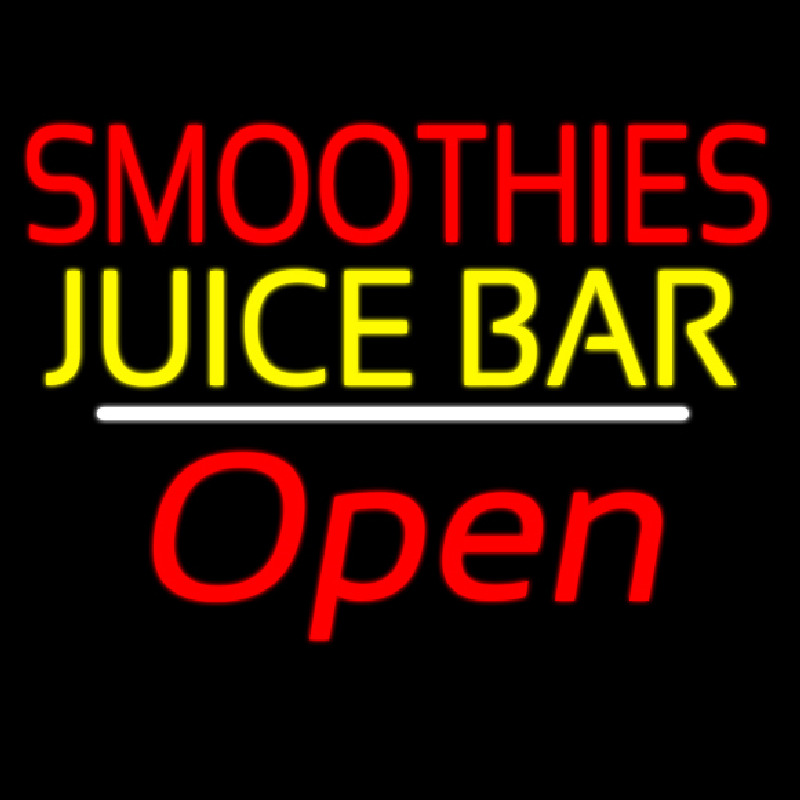 Smoothies Juice Bar Open White Line Neon Sign