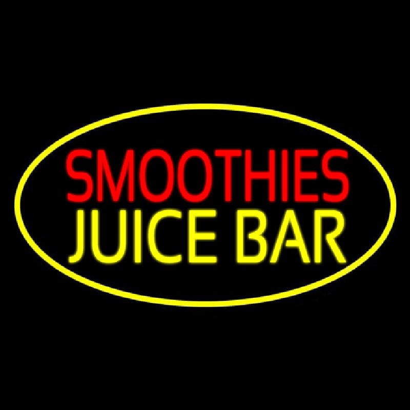 Smoothies Juice Bar Oval Yellow Neon Sign