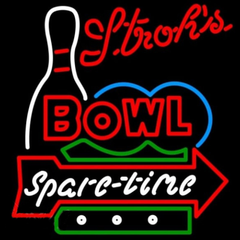 Strohs Bowling Spare Time Beer Sign Neon Sign