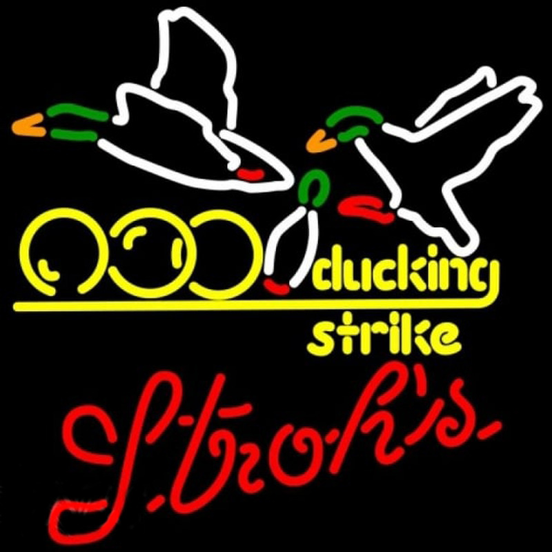 Strohs Bowling Sucking Strike Beer Sign Neon Sign