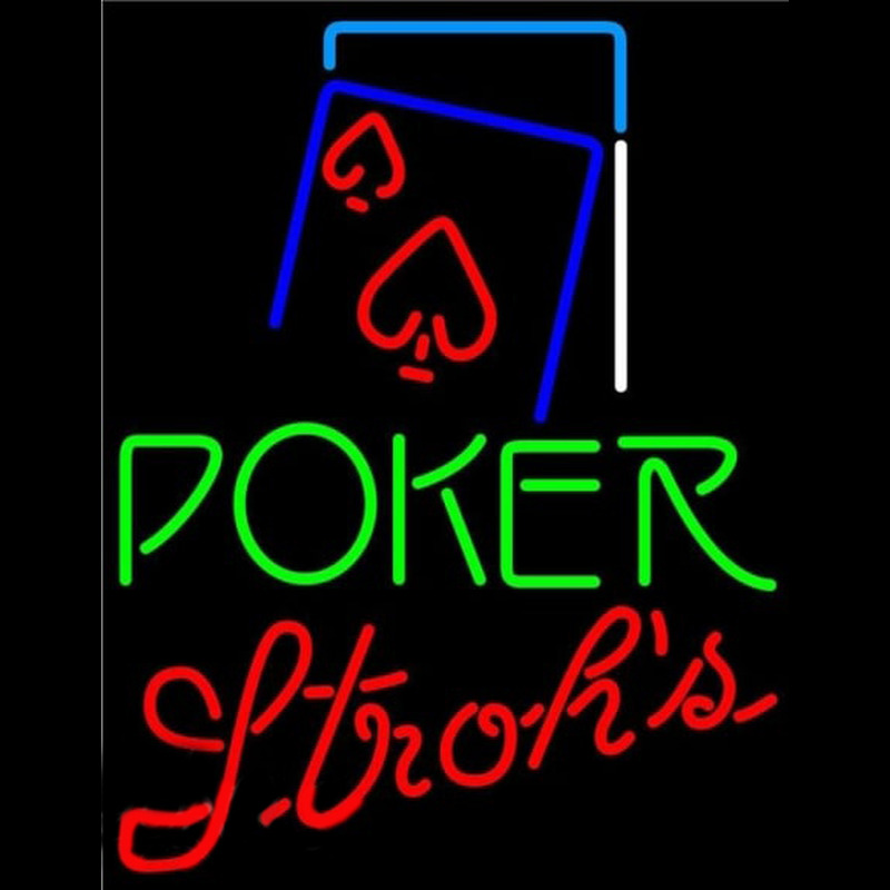 Strohs Green Poker Red Heart Beer Sign Neon Sign