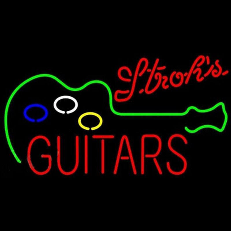 Strohs Guitar Flashing Beer Sign Neon Sign