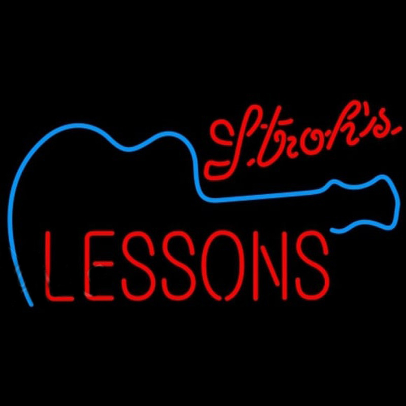 Strohs Guitar Lessons Beer Sign Neon Sign
