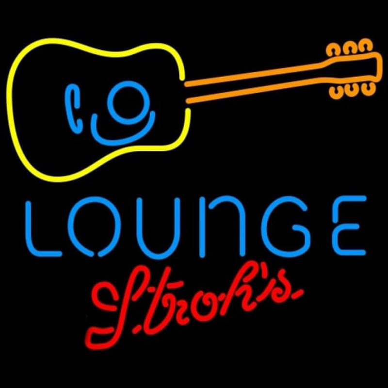 Strohs Guitar Lounge Beer Sign Neon Sign