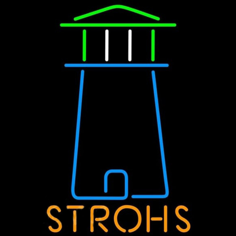 Strohs Lighthouse Art Beer Sign Neon Sign
