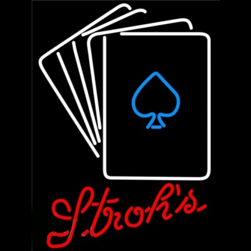 Strohs Poker Cards Beer Sign Neon Sign