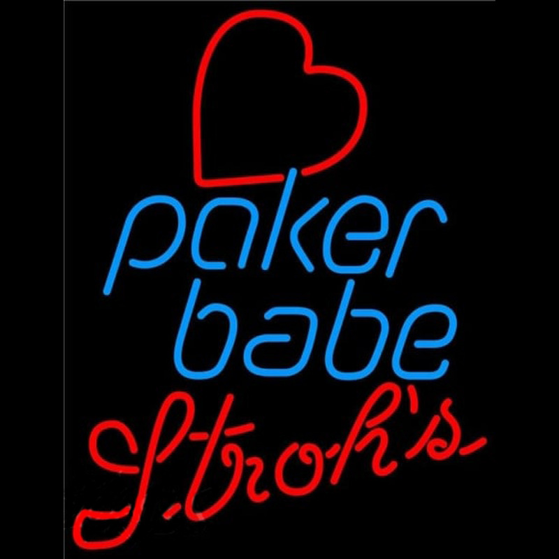 Strohs Poker Girl Heart Babe Beer Sign Neon Sign