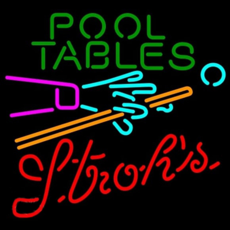 Strohs Pool Tables Billiards Beer Sign Neon Sign