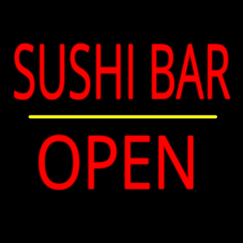 Sushi Bar Open Yellow Line Neon Sign