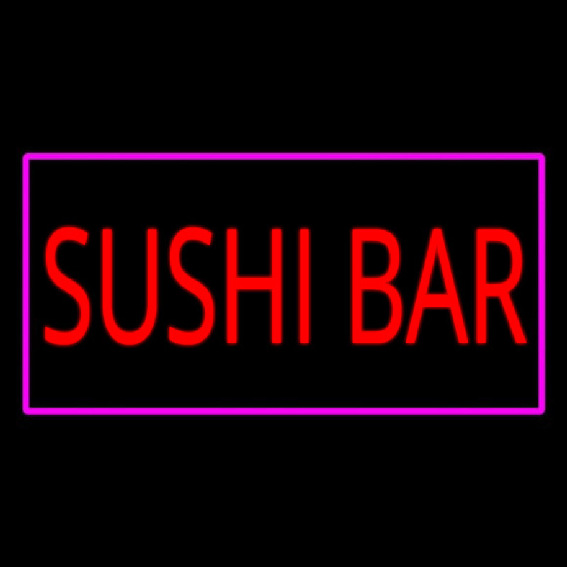 Sushi Bar Rectangle Pink Neon Sign