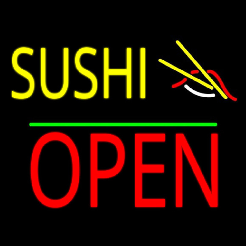 Sushi Block Open Green Line Neon Sign