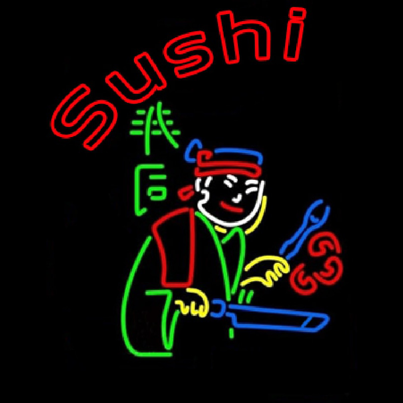 Sushi Chef Logo Neon Sign