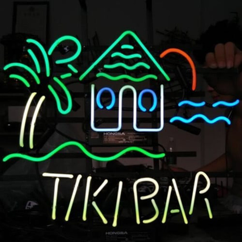 170072 Tiki Bar is Open Cocktail  Tropical Vodka Display LED Light Sign 