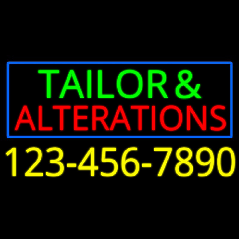 Tailor And Alterations With Phone Number Neon Sign