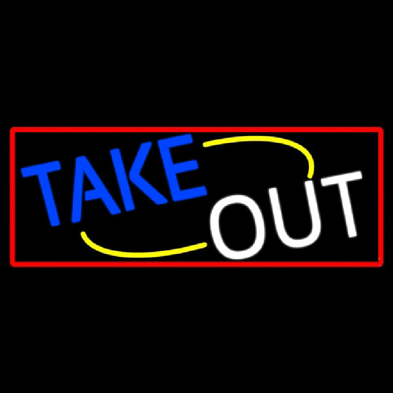 Take Out With Red Border Neon Sign