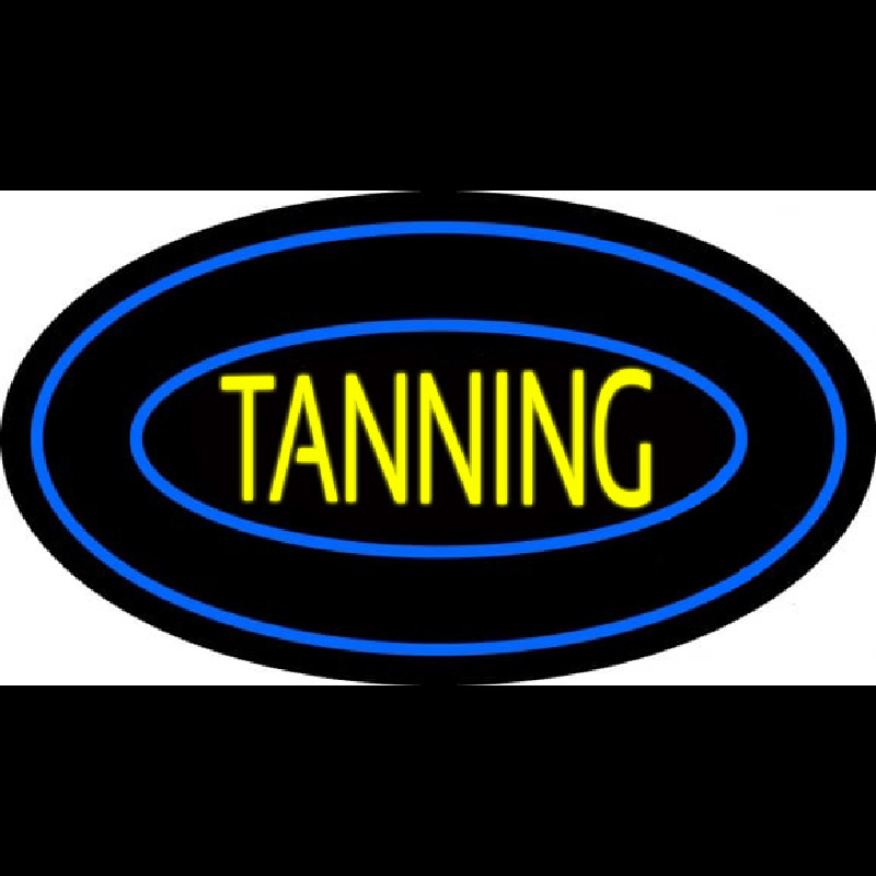 Tanning Double Oval Blue Border Neon Sign