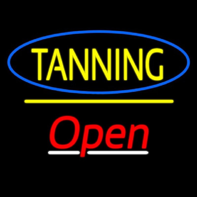 Tanning Open Yellow Line Neon Sign