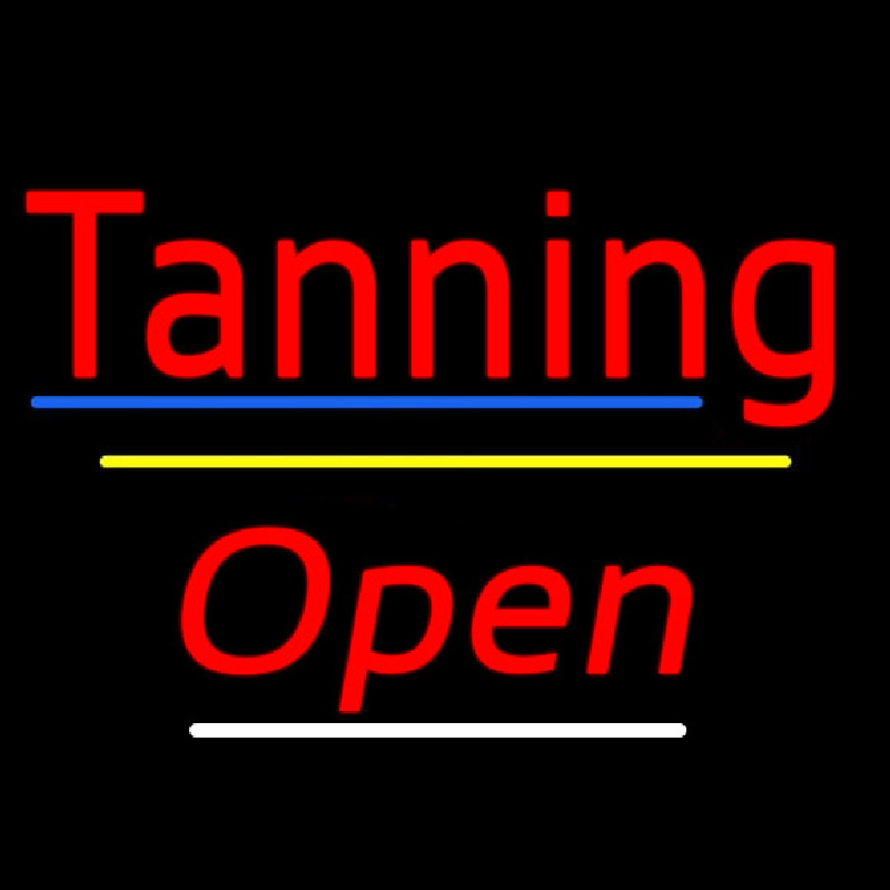 Tanning Open Yellow Line Neon Sign
