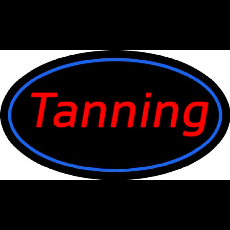 Tanning Oval Blue Border Neon Sign