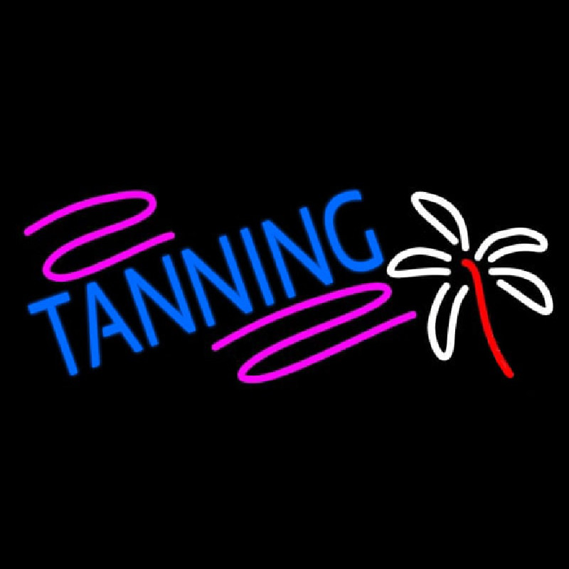 Tanning With Palm Tree Neon Sign