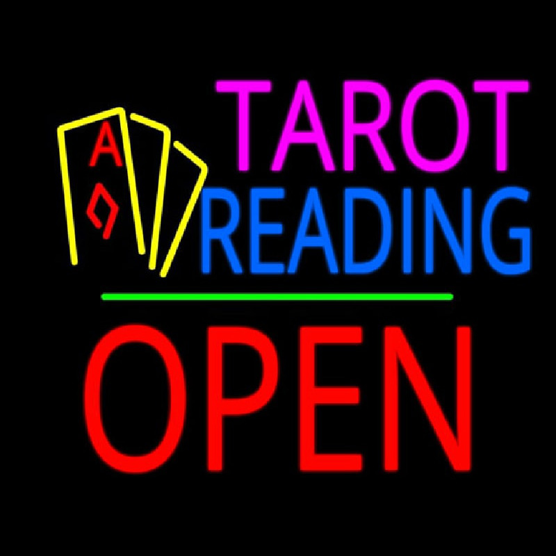 Tarot Reading Open Block Green Line Neon Sign