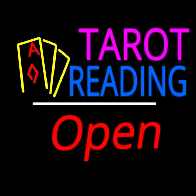Tarot Reading Open White Line Neon Sign