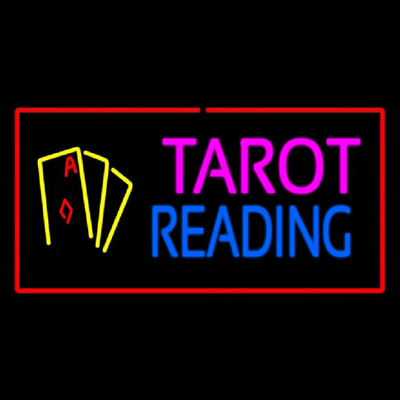 Tarot Reading Red Rectangle Neon Sign