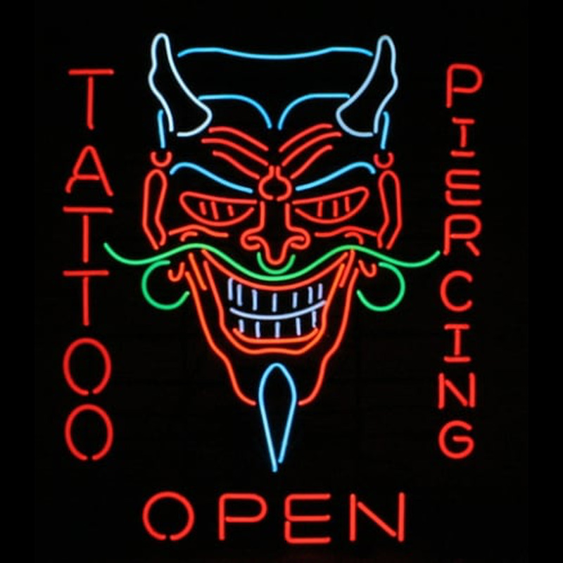 Tattoo Body Piercing Shop OPEN Neon Sign