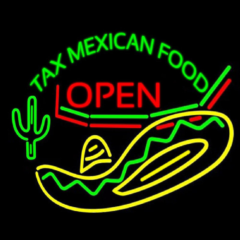 Ta  Me ican Food Open Neon Sign