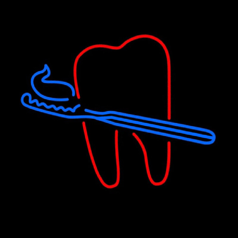 Teeth With Tooth Brush Dental Neon Sign