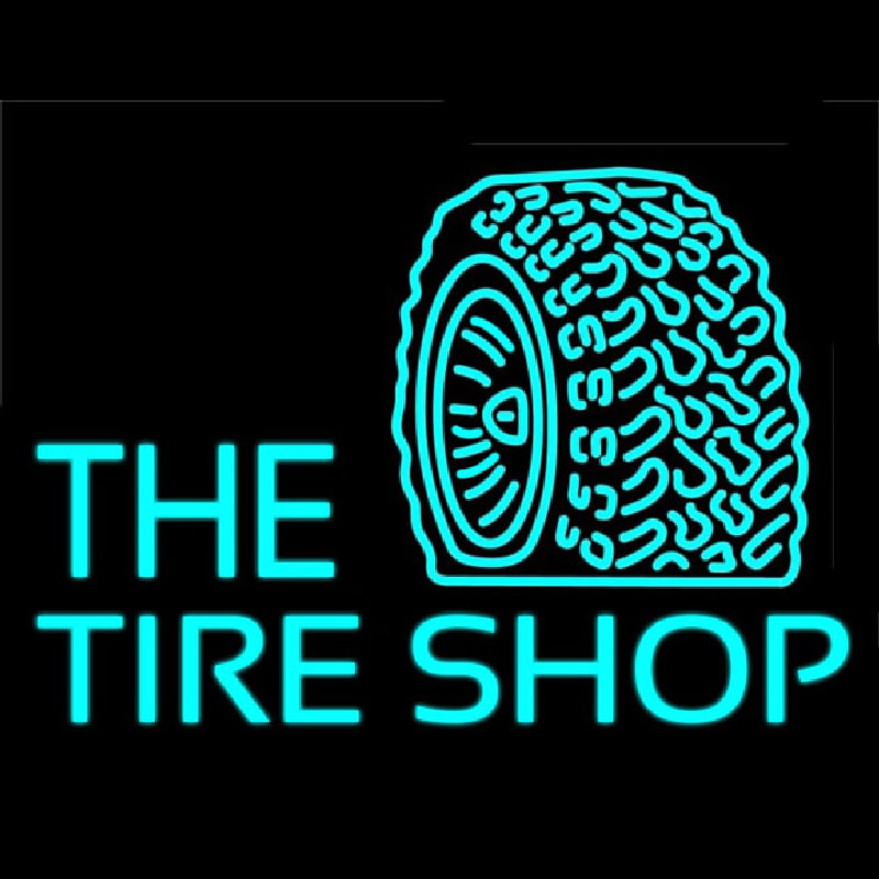 The Tire Shop Turquoise Logo Neon Sign