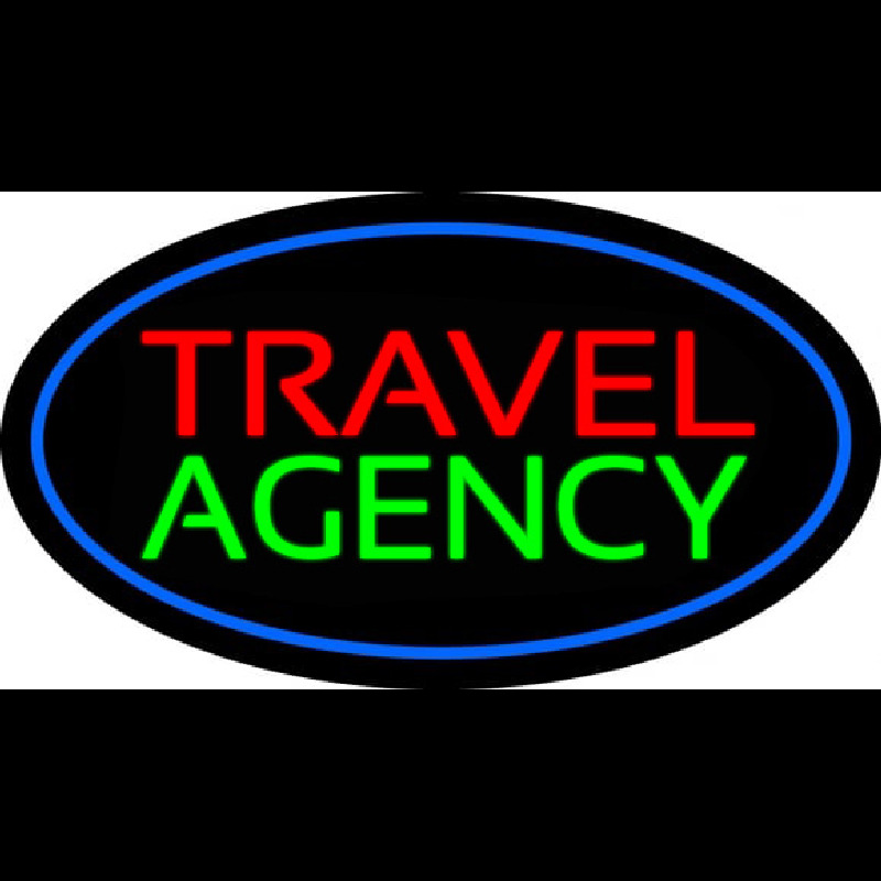 Travel Agency Blue Oval Neon Sign