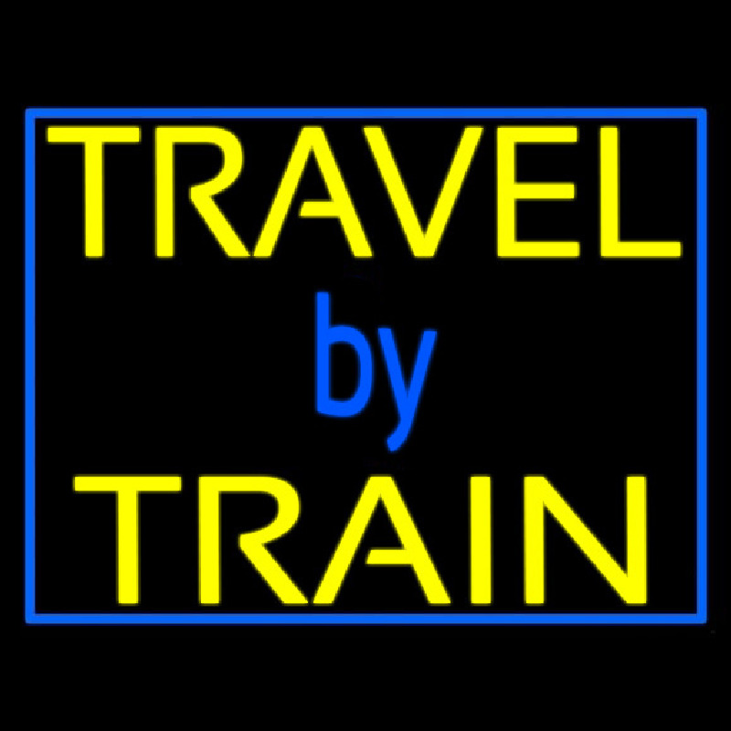 Travel By Train With Border Neon Sign