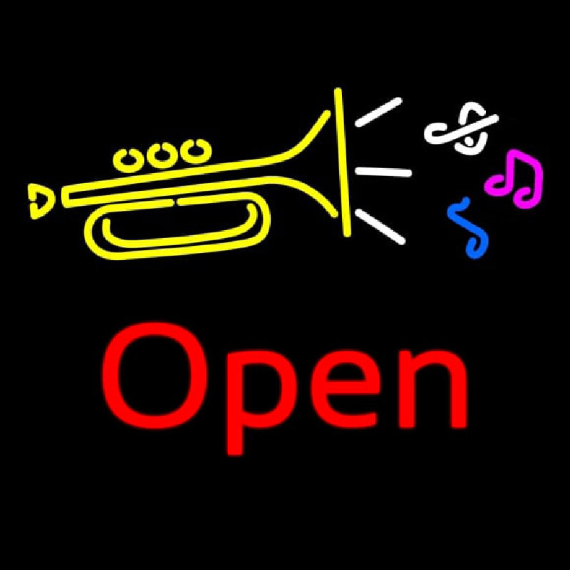 Trumpet Logo Open Neon Sign