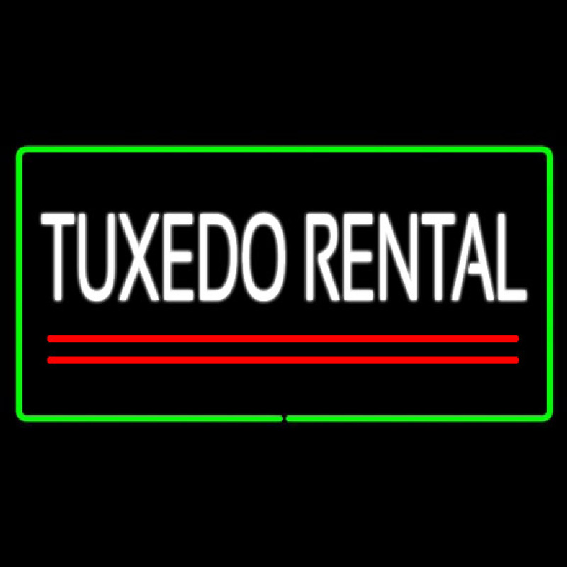 Tu edo Rental Rectangle Green Neon Sign