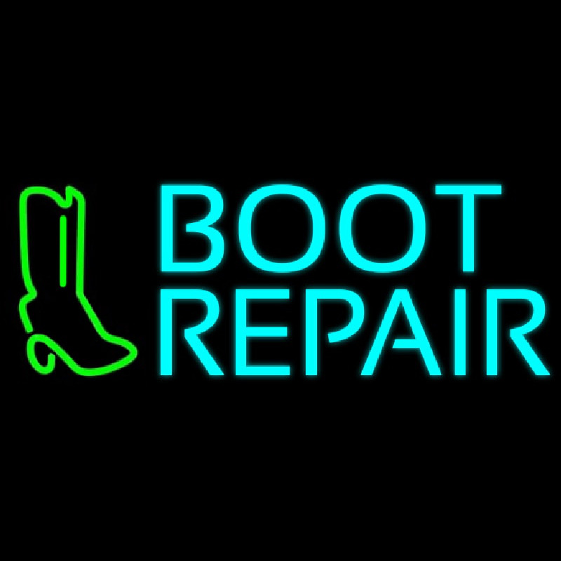 Turquoise Boot Repair Neon Sign