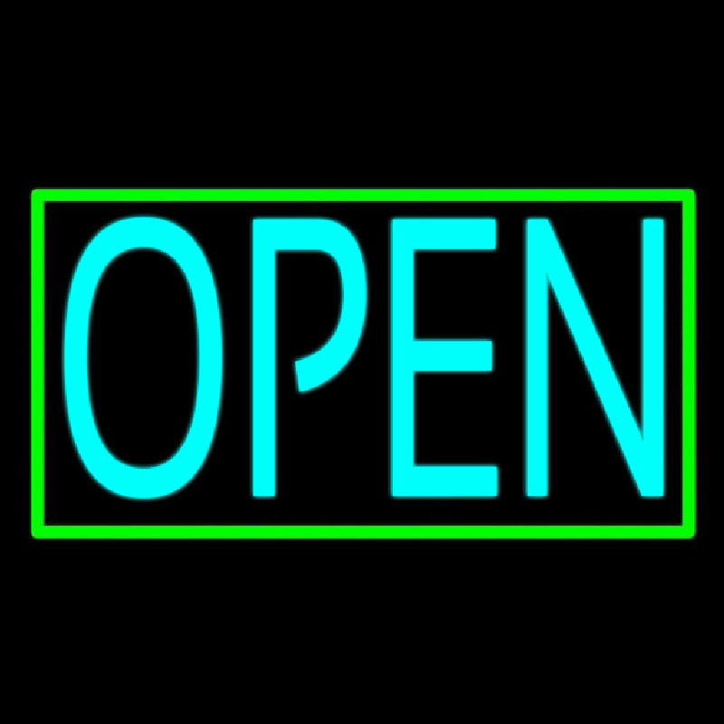 Turquoise Open Green Open Neon Sign