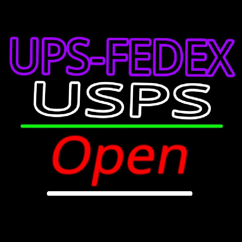 Ups Fede  Usps With Open 3 Neon Sign
