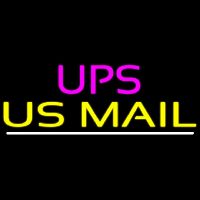 Ups Us Mail White Line Neon Sign