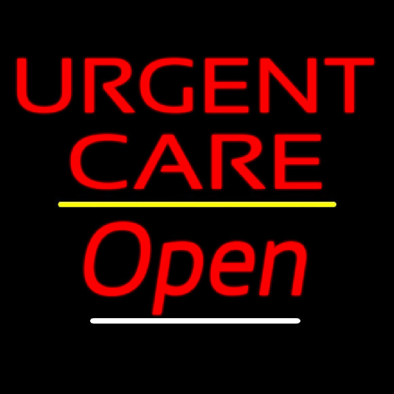 Urgent Care Open Yellow Line Neon Sign