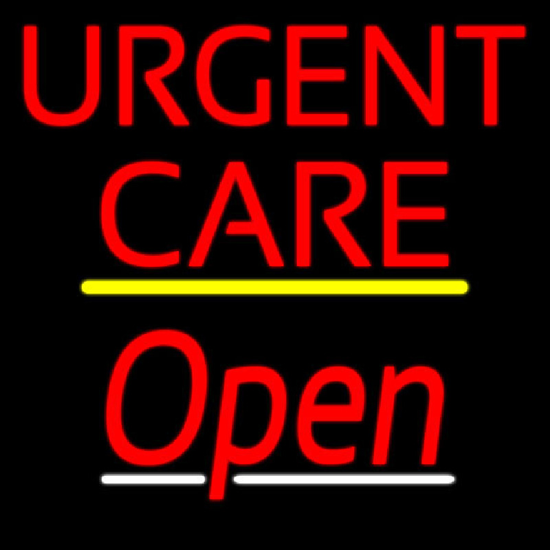 Urgent Care Script2 Open Yellow Line Neon Sign