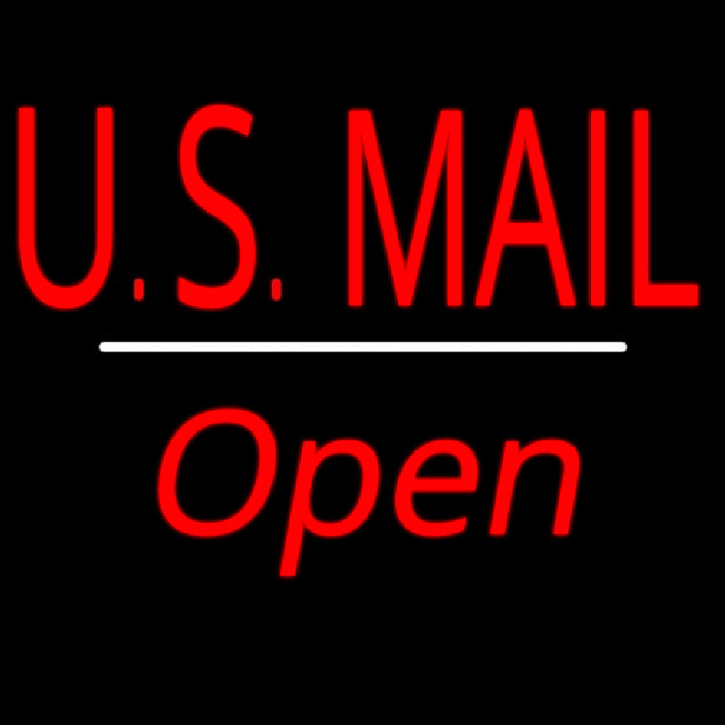 Us Mail Script1 Open White Line Neon Sign