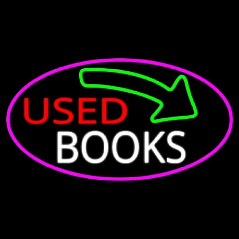 Used Books With Arrow Neon Sign