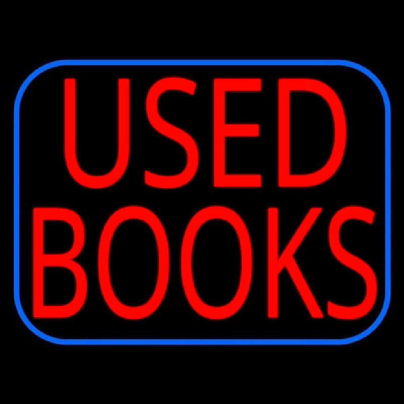 Used Books With Blue Border Neon Sign