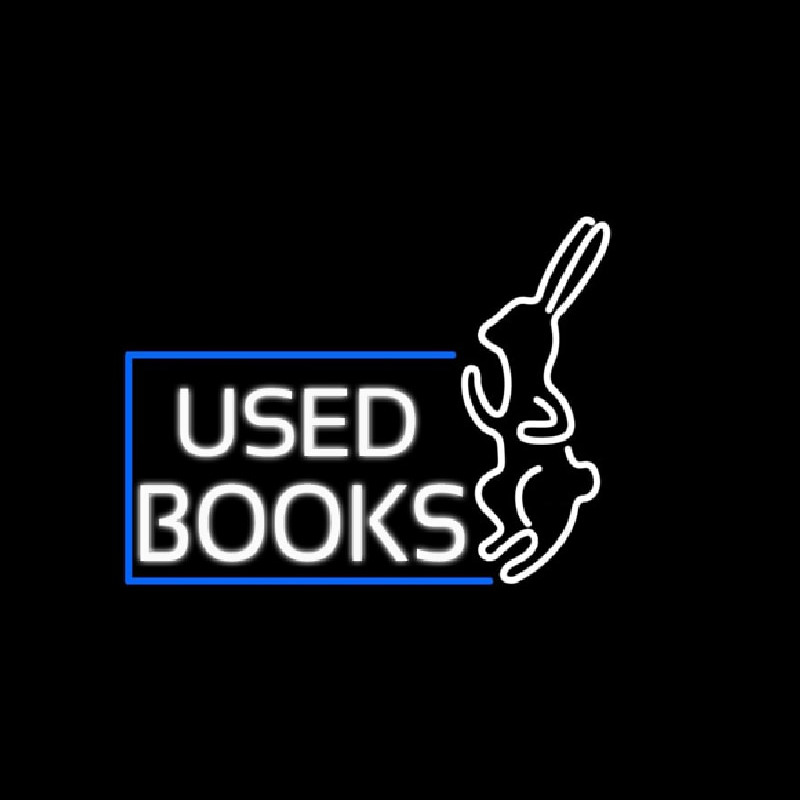 Used Books With Rabbit Logo Neon Sign