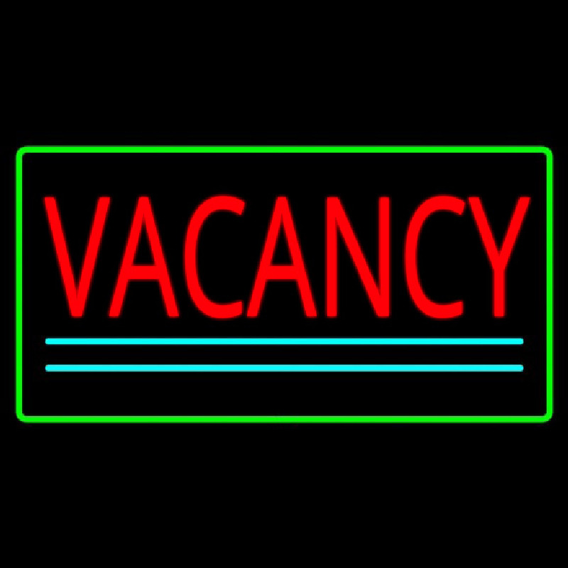 Vacancy Rectangle Green Neon Sign