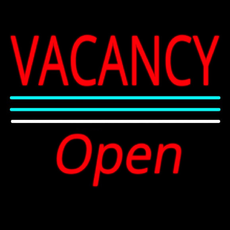 Vacancy Script1 Open White Line Neon Sign